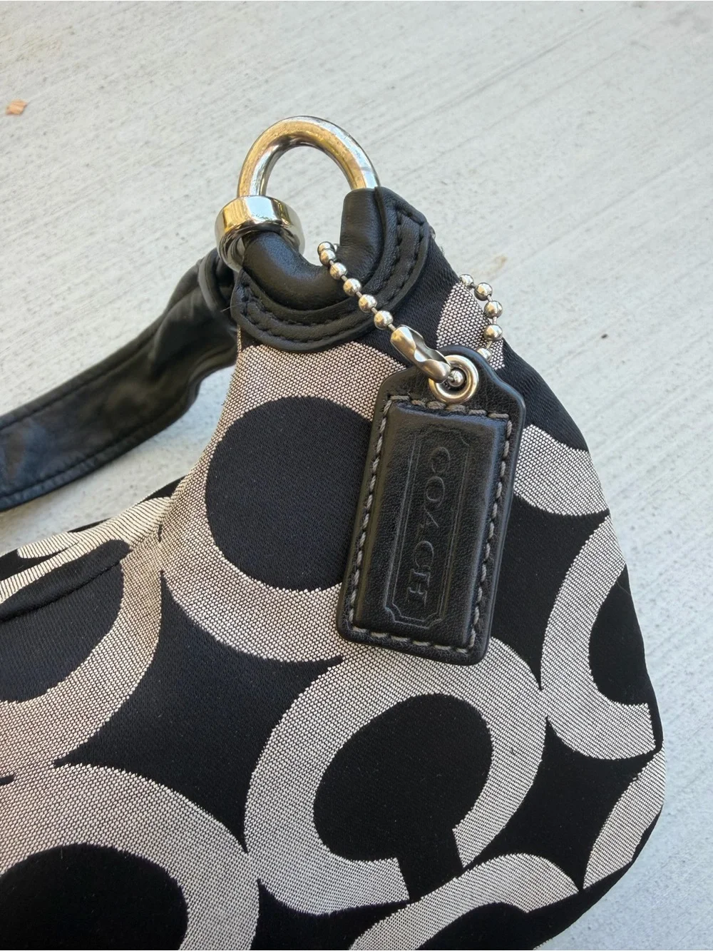 Coach Black and Gray Signature C Logo Shoulder Bag